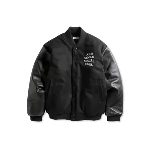 Anti Social Social Club 'Team Anxious' Varsity Jacket in Black