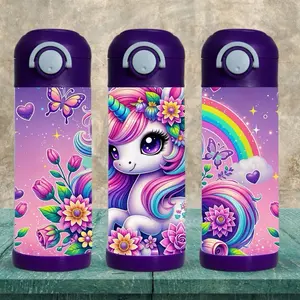 Unicorn 3D 12 oz kid Tumbler - BPA Free, stainless steel, Leak proof, durable, with clear lid