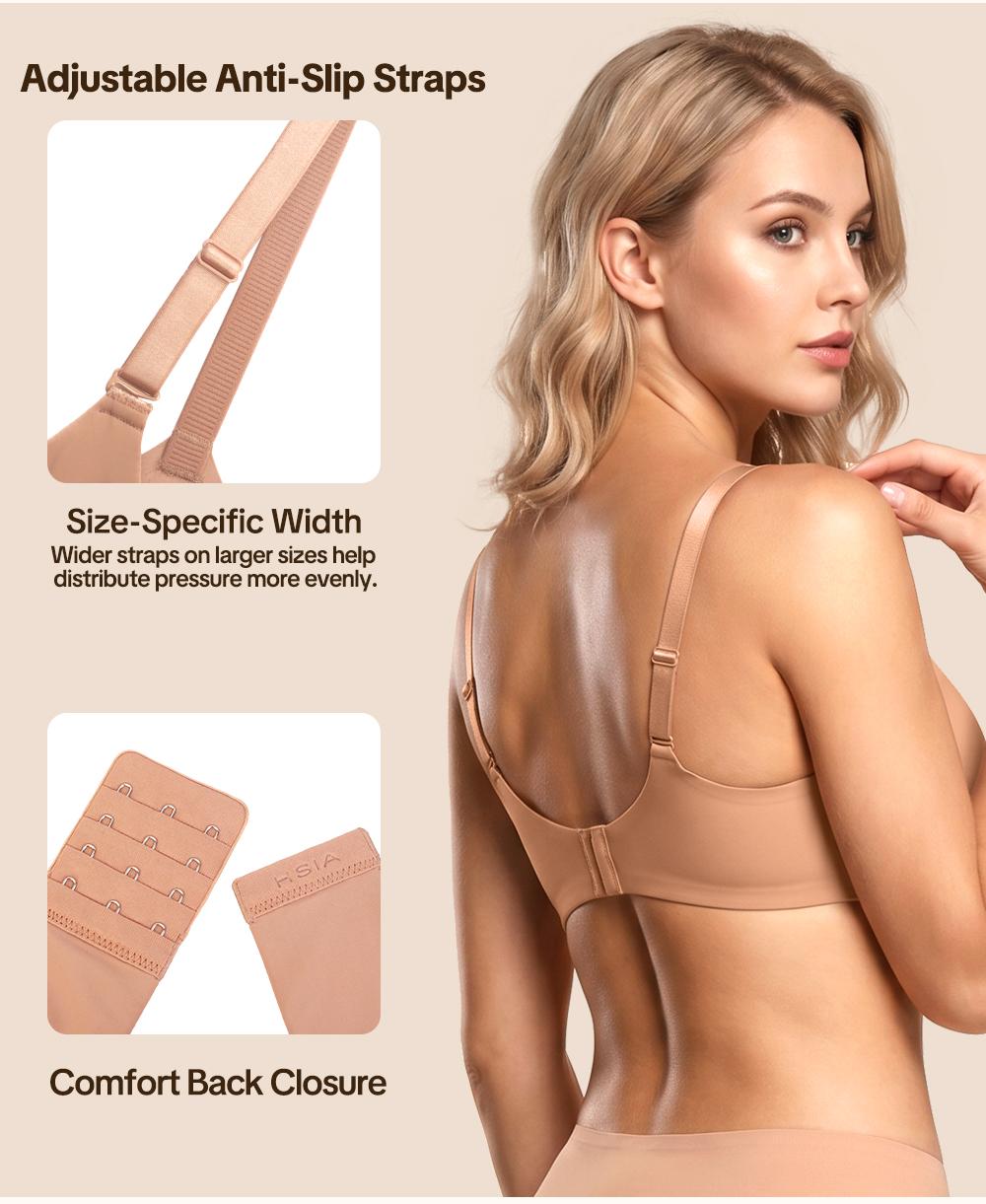 HSIA Cloudnest Mia Lightly Lined Plus Size Seamless Full Coverage Underwire Bra Smoothing Minimizer Cooling T-Shirt Bra with Adjustable Wide Straps Bra for Big Busted Women