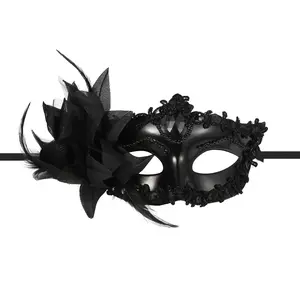 Masquerade Mask for Women: Half Face Venetian Mardi Gras Masks with Lace Flower for Halloween Prom Ball Party