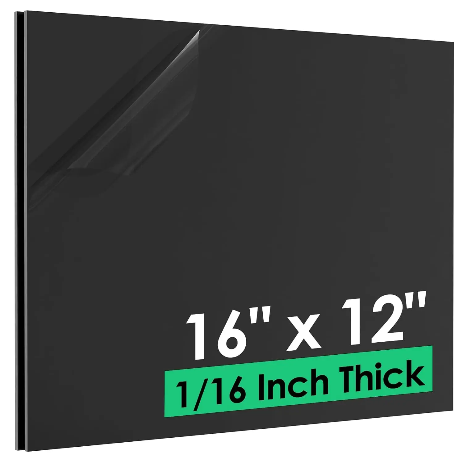 ABS Plastic Sheet 1/16" x 16" x 12", 2 Pack Black Rigid Thermoplastic Board for Crafts, DIY Projects, -Surface (Textured & Smooth)