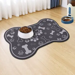 Pet Feeding Mat with Small Claw Bone Pattern, Quick Absorbent Dog Cat Food Pad, Water Bowl Mat with Rubber Back, Pet Accessories
