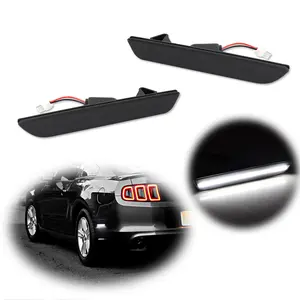 2pcs "DARK SMOKE" White SMD LED Rear Side Marker lamps Lights For 2010 2011 2012 2013 2014 Ford Mustang S197, Replace OEM AR3Z-15A201-D, AR3Z15A201D, AR3Z15A201C, AR3Z-15A201-C