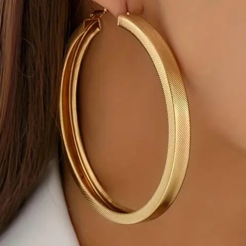 Women's Punk Style Minimalist Hoop Earrings, Ear Hoops, Trendy Exaggerated Round Shape Rounded Earrings, Chic Gorgeous Jewelry As Gift for Girlfriend for Party Decor, High Quality Earrings, Fashionable Jewelry Accessories