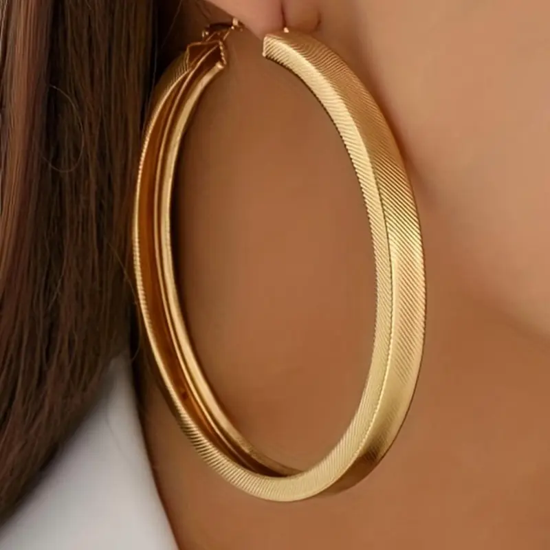 Women's Punk Style Minimalist Hoop Earrings, Ear Hoops, Trendy Exaggerated Round Shape Rounded Earrings, Chic Gorgeous Jewelry As Gift for Girlfriend for Party Decor, High Quality Earrings, Fashionable Jewelry Accessories