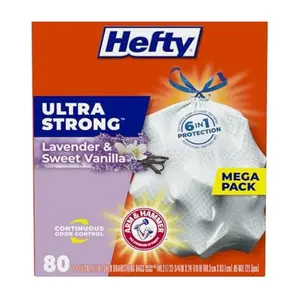 Hefty Ultra Strong Tall Kitchen Trash Bags, Lavender & Sweet Vanilla Scent, 13 Gallon, 80 Count kitchen trash bags california