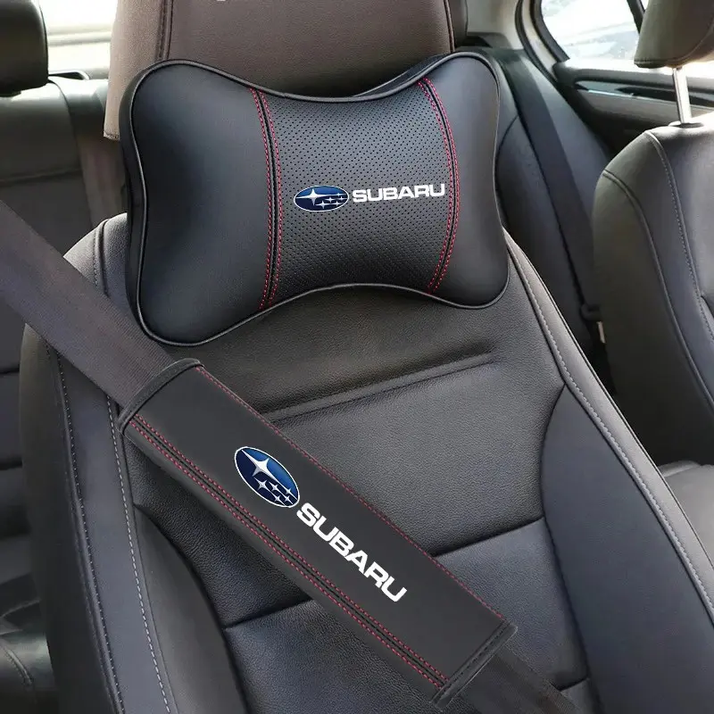 Car Seat Headrest Rest Neck Pillow Cushion Seat Belt Shoulder Pad For Subaru STI WRX Forester Impreza Legacy Outback XV BRZ Tribeca Automotive Accessories