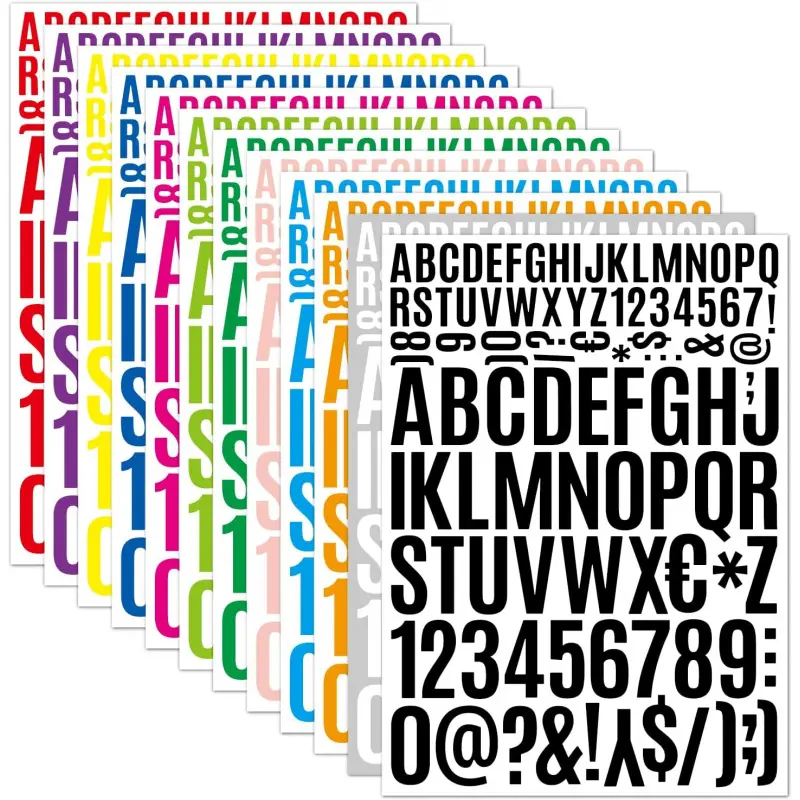 12 Sheets Alphabet Stickers 8.3-11.4 InchVinyl Self-Adhesive Number Alphabet Vinyl Stickers, Mailbox Numbers Labels DIY Crafts Art Making, Decals for Sign,Notebook,Classroom Decor