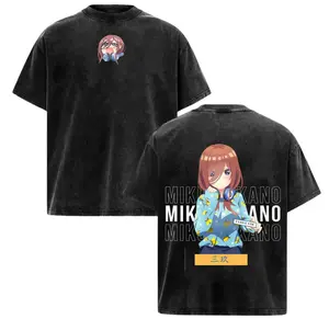 Miku Nakano The Quintessential Quintuplets Vintage Washed Graphic Tee Silent Melody Heart Anime Streetwear Unisex Oversized T-Shirt Quiet Mystery Aesthetic Casual Top For Anime Manga Fans Trendy Daily Apparel