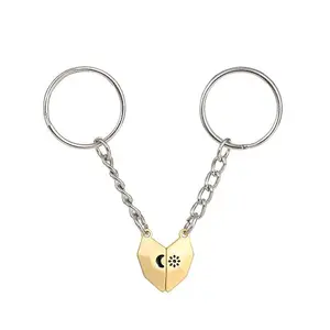 Wishing Stone Couple with A Keychain Sun and Moon Love Magnetic Keychain Simple and Fashionable Pendant for Valentine's Day in February