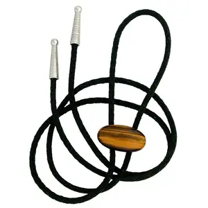 Bright Golden Tigereye 1 1/5 x 3/5 Inch Oval Bolo Tie Cord Tip EPBT413/42625