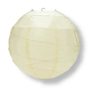 8 Inch Ivory Free-Style Ribbing Round Paper Lantern