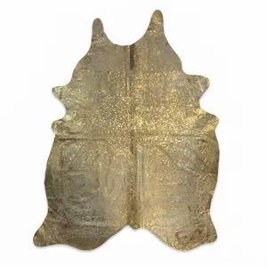 Cowhide Hair-On Rug | Colombian Metallic Gold Acid Wash Large 6x7ft