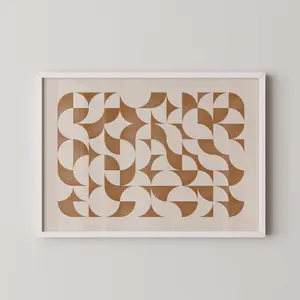 [UNFRAMED POSTER] Printable geometric poster in Art Deco style in camel tones for a modern and neutral retro decor  FRAME