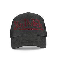 Von Dutch Rhinestone Trucker – Black with Red Rhin