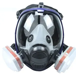 Reusable Full Face Cover Protective Respirator, 7 in 1 Large Size Gas Mask with Carbon Filters, Widely Used Organic Gas, Paint Sprayer, Chemical, Woodworking, Dust Protector, Dustproof Gasproof Mask