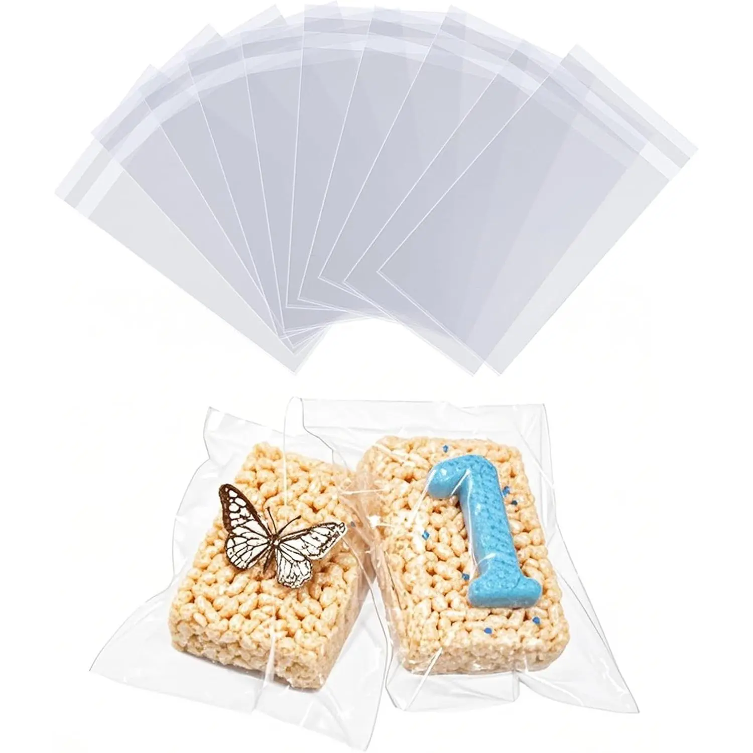 200 count 4x6Inches Rice Krispie  Bags Cookies Cakesicle Bags Individually Wrapped  Packaging for Soap Browine  Truffle Candy  Wedding Birthday Party Favors