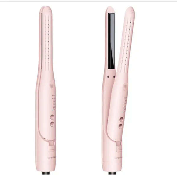Wavytalk Cool Curl Pencil 0.65" Airflow Curling Iron for Short Hair & Pixie | 360° Cool Airflow Reduces Damage, Anti-scald, Precise Root Styling Control, 2-in-1 Small Flat Iron & Curler, Pink