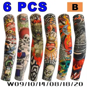 Ultra Lightweight Tattoo Cover Sleeves for Men Ice Silk Full Arm Sun Guard 6 Piece Set Seamless Design All Day Comfort for Work Running Outdoor Activities
