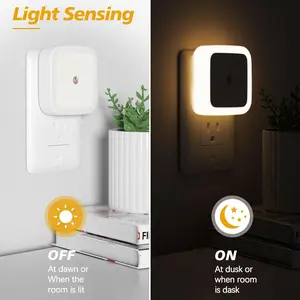 12Pcs or 6Pcs Night Light 6-Pack/Set Plug into Wall Dusk to Dawn LED Nightlights for Bedroom Bathroom Hallway Warm White Home Lighting Light Sensing