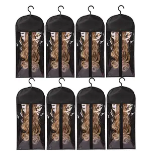 4/8PCS Wig Storage Bag With Hook Wig Storage Hanger Zipper Transparent Dustproof Wig Storage Bag, Hair Extension Holder Wig Bag Wig Storage For Multiple Wigs Holder Hair Extension Hanger Wig Tool Wigs Accessories For Salon & Home Use Halloween