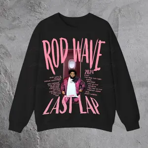 Rod Wave 2024 Last Lap Sweatshirt, Pink Graphic Hoodie, Black Oversized Pullover, Music Fan Apparel