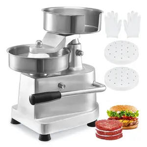 VEVOR Commercial Burger Patty Maker, 150mm/6inch Hamburger Beef Patty Maker, Heavy Duty Food-Grade Stainless Steel Bowl Burger Press Machine, Kitchen Meat Forming Processor with 1000 Pcs Patty Papers Aluminium Utensils