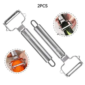 2-Piece Multi-Functional Stainless Steel Peeler Set, Kitchen Potato Apple Carrot Fruit Peeler, Slicer Dicer Grater Tool, Kitchen Peeling Utensils