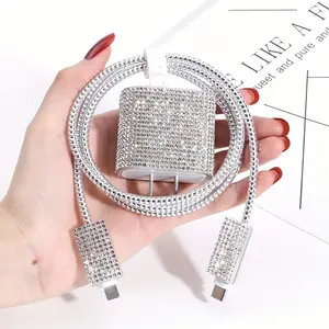 For iPhone Data Cable Protection Set Flash Diamond 5-Piece Set Cable Winder Cable Fixer Anti-Break Data Cable Charging Head Protection