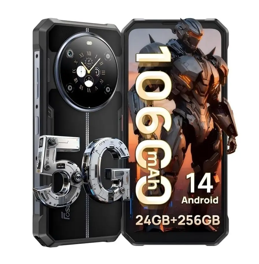 FOSSIBOT 2026 F109 5G Unlocked Rugged Smartphone Cellphone, Dimensity 6300, 24GB+256GB+2TB, 10600mAh Battery (16h+), Waterproof, Android 14, 6.745" HD+ Display, 1.32" Rear IPS Display, 50MP+16MP+5MP Cameras, Fast Charging, Deep Blue, T-Mobile, Mint Mobile