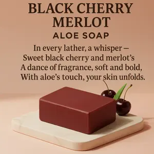 Black Cherry Merlot Aloe Soap - Handmade Luxury Body Care Cleanser, Silky, Hydrating Daily Bath Bar with Aroma, Ideal for Gifting
