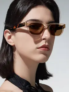 Unisex Square Frame Trendy Fashion Sunglasses, Colorful Lenses, Lightweight Durable PC Frame, Casual All Seasons Eyewear