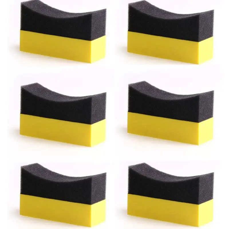 6Pcs Reusable Contour Shape Sponge Applicator Pads (10x7x4cm) - Washable Automotive Detailing Tool for Waxing, Spreading Tire Shine, Automobile Maintenance - All-Season Car Exterior Accessory, 10 X 7 X 4Cm