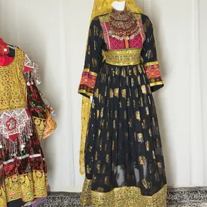 Elegant Black & Gold Embroidered Dress with Colorful Sleeves and Traditional Design Womenswear Summer
