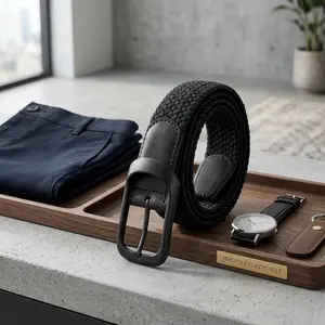 Men's and Women's Elastic Woven Braided Stretch Belt - 1 3/8 Inch Casual Golf Belt for Jeans Pants Comfortable Adjustable Durable Fashion Accessory Perfect for Daily Wear and Sports Activities