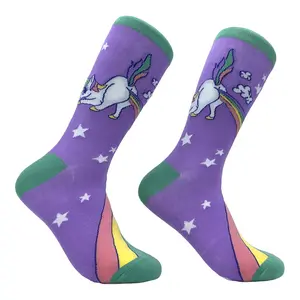 Women's Unicorn Crapping Socks Funny Magical Rainbow Poop Joke Novelty Footwear Funny Graphic Socks Comfortable Fitted Spandex Cotton