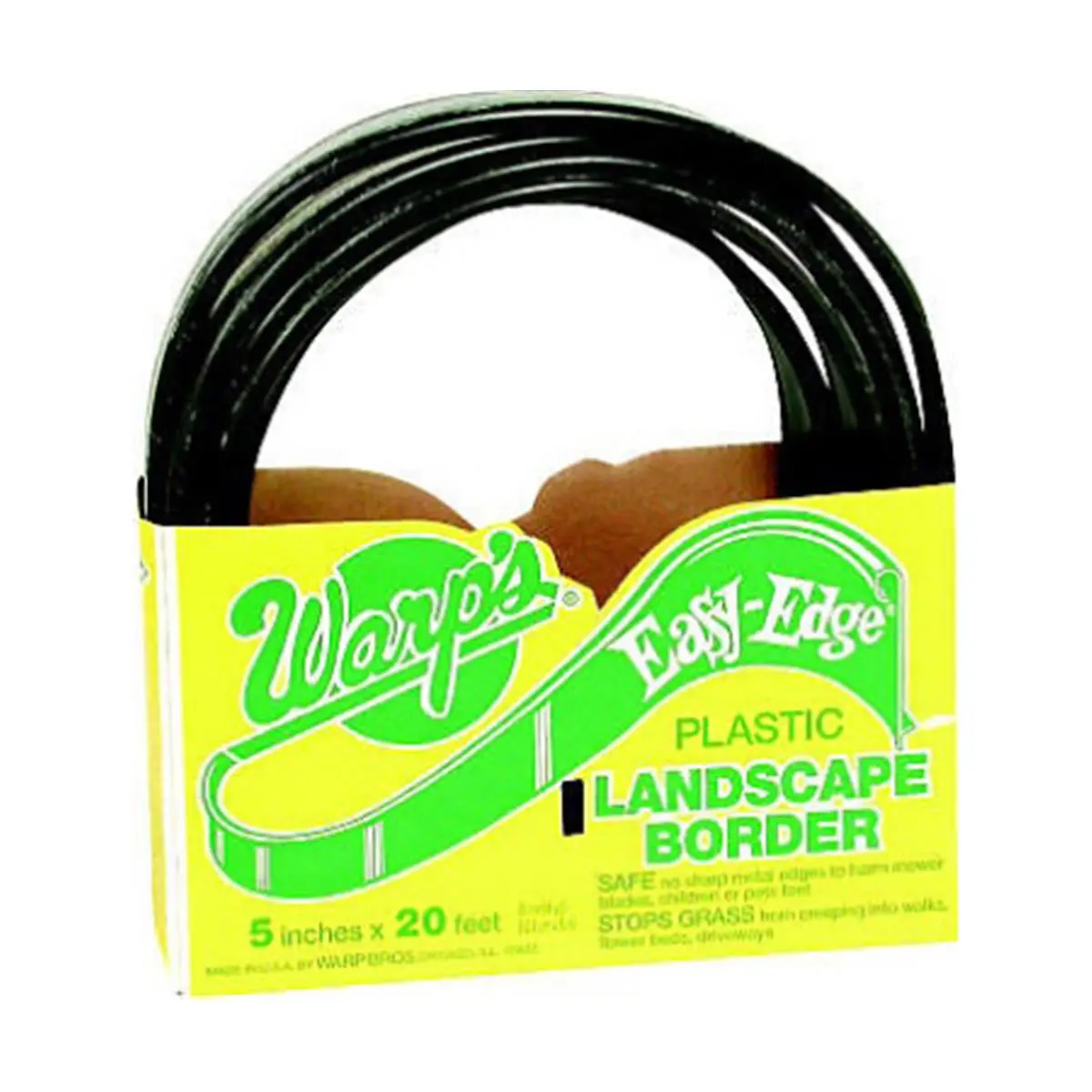 Warp Bros W15 LB5100B Plastic Easy-Edge Landscape Border - Black, 5 in. x 100 ft, High Quality Material, Blocks Grass Spread