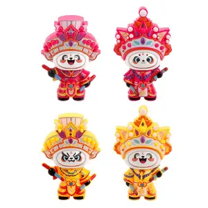 English dance cultural heritage figurine with changing faces, panda-shaped decorative item, Chinese style opera figurine, small hand puppet, festival gift toy