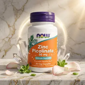 NOW Foods Zinc Picolinate 50mg - Powerful Immune Support & Enzyme Function (30 Veg Capsules)