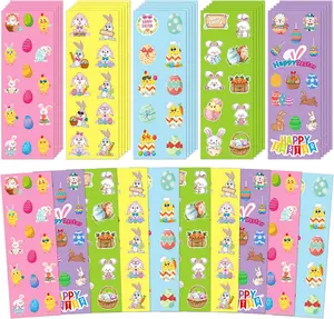 LINAYE 40 Sheets Easter Stickers for Kids - 528 PCS Assorted Easter Stickers Bulk for Eggs Basket Stuffers Party Favor Supplies Gifts for Kids