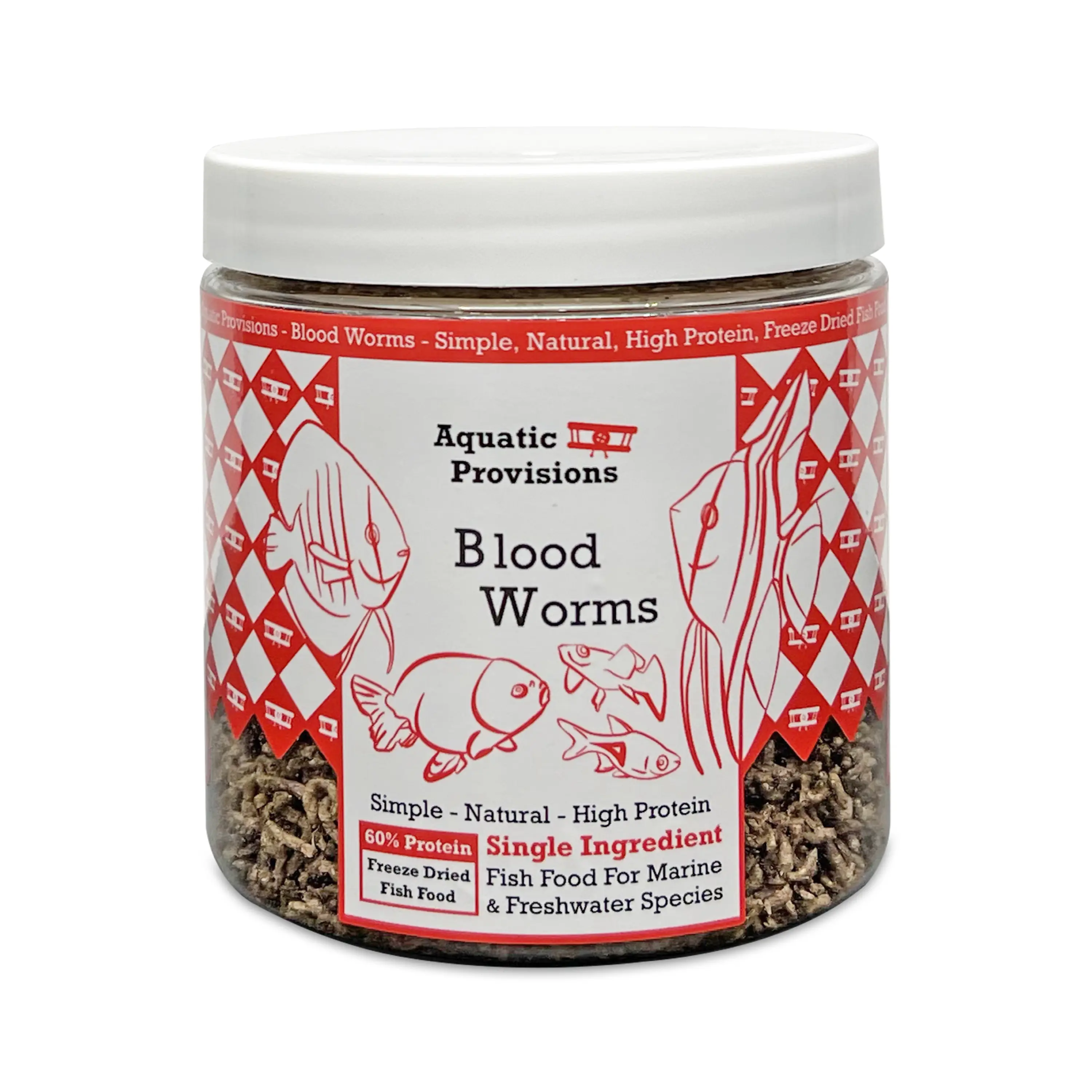 Blood Worms, Freeze Dried Fish Food for Betta Goldfish and All Types of Aquarium Fish, Floating High Protein Bloodworms