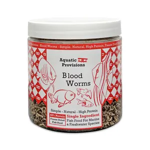 Blood Worms, Freeze Dried Fish Food for Betta Goldfish and All Types of Aquarium Fish, Floating High Protein Bloodworms