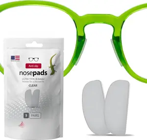 Gecko Grip Ultra-Thin 0.6mm Anti Slip Eyeglass Nose Pads, (5 Clear Pair)  Made, 2500 Innovative Microstructured Fibers per Nose Pad, 0.6mm x 7mm x 16mm