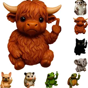 Nicerice Mini Animal Finger Statue, Resin Desktop Office Car Decoration, Funny Cute Humorous Gift, Fun Desk Decor for Home & Car, Resin Animal Sculptures