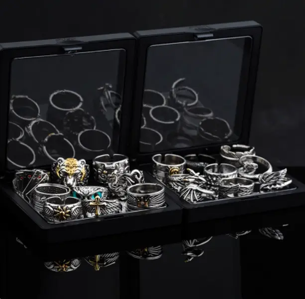 European and American retro men's trendy ring - adjustable cross opening hip-hop high-end niche design wealth symbol index finger ring