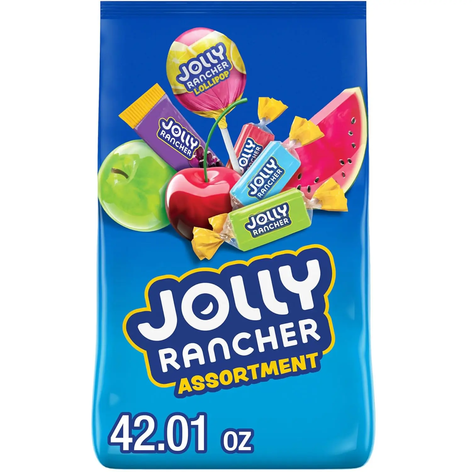 JOLLY RANCHER Assorted Fruit Candy Bulk Bag, Variety Pack, 42.01 oz | Includes Lollipops, Stix & Hard Candy, Candy Variety Pack for Parties and Sharing