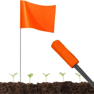 50Pack Orange Marking Flags,  15x4x5 Inch Marker Flags Use for Yard & Lawn, Boundary & Dog Training, Survey & Landscape, Sprinkler & Surveyor, Garden & Construction, High Visibility, Sturdy, Versatile, UV & Weather Resistant