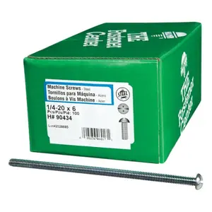 Hillman Round Head Machine Screws, Zinc Plated, 1/4-20 x 6 in, Combination Phillips/Slotted Drive, 100 Count Box