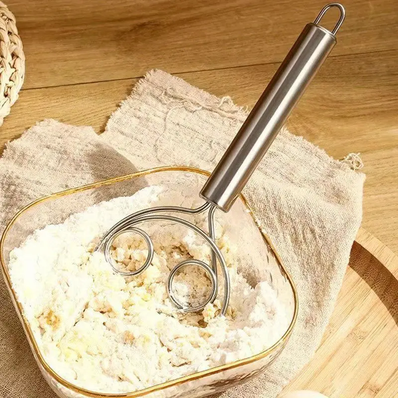 Upgraded Baking Flour Mixer Double Eyes Coil Powder Mixer Stainless Steel Flour Mixer Dough Mixing Tool Kitchen Gadget for Restaurant/food Truck/bakery