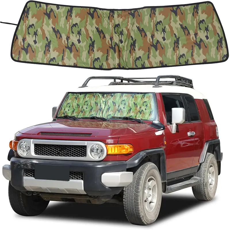 Front Windshield Sunshade for Toyota FJ Cruiser 2007-2021, Folding Automotive Glass Sun Shade, Car Window Solar Shade, Sun-Shielding Front Window Accessory Blocks UV Rays
